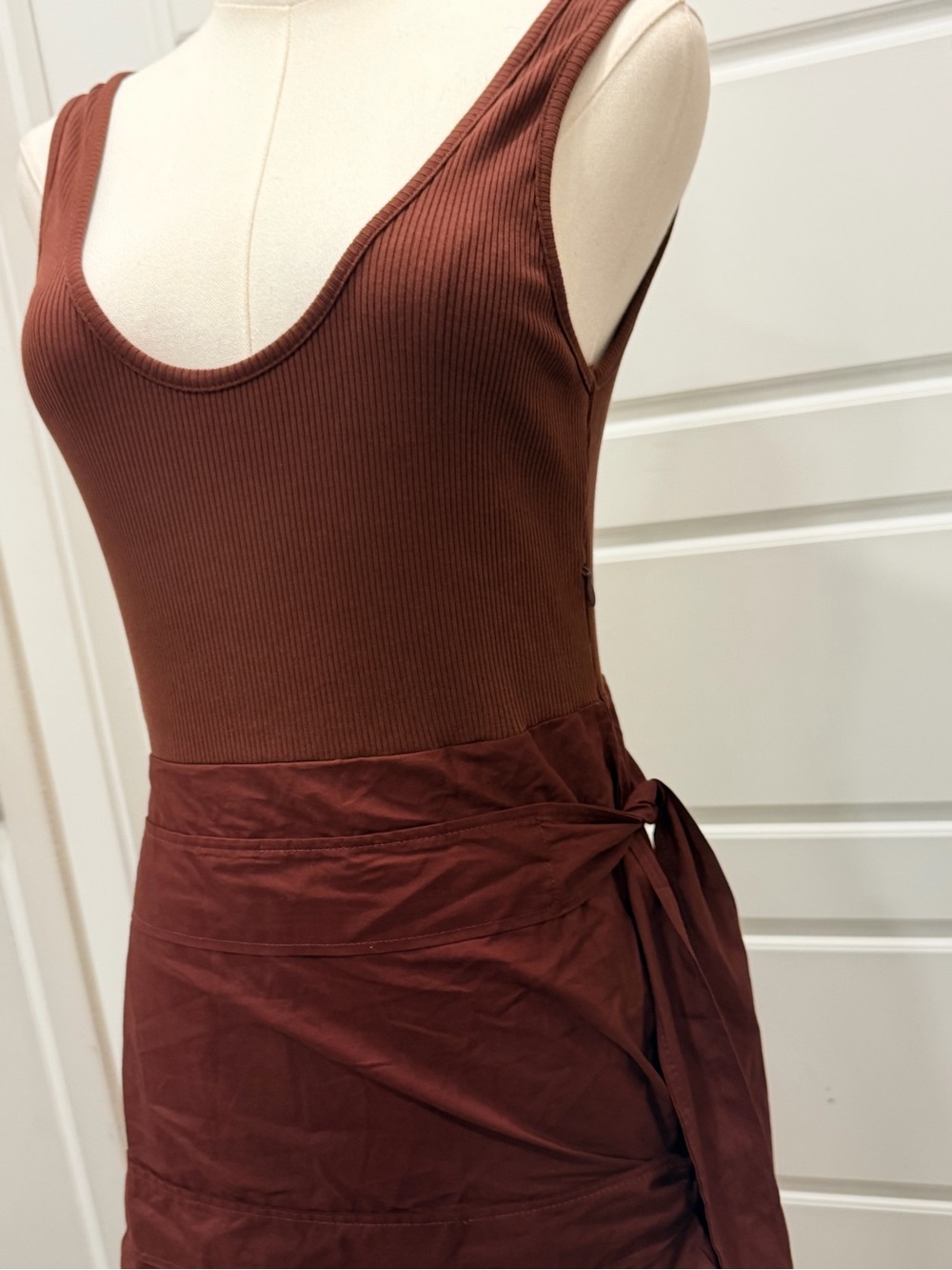 Zara Burgundy Wrap Style Layered Dress with Side Ties - Picture 6 of 12